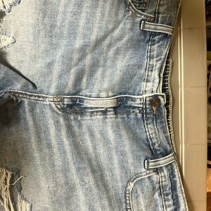 Denim shorts, light denim, slightly distressed